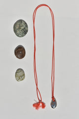 Sea Stone Pendant on Coral Silk Cord