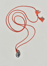 Sea Stone Pendant on Coral Silk Cord