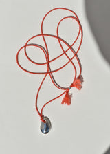 Sea Stone Pendant on Coral Silk Cord