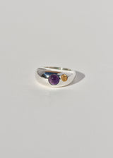 Sterling Silver Pebble Ring- Amethyst and Citrine