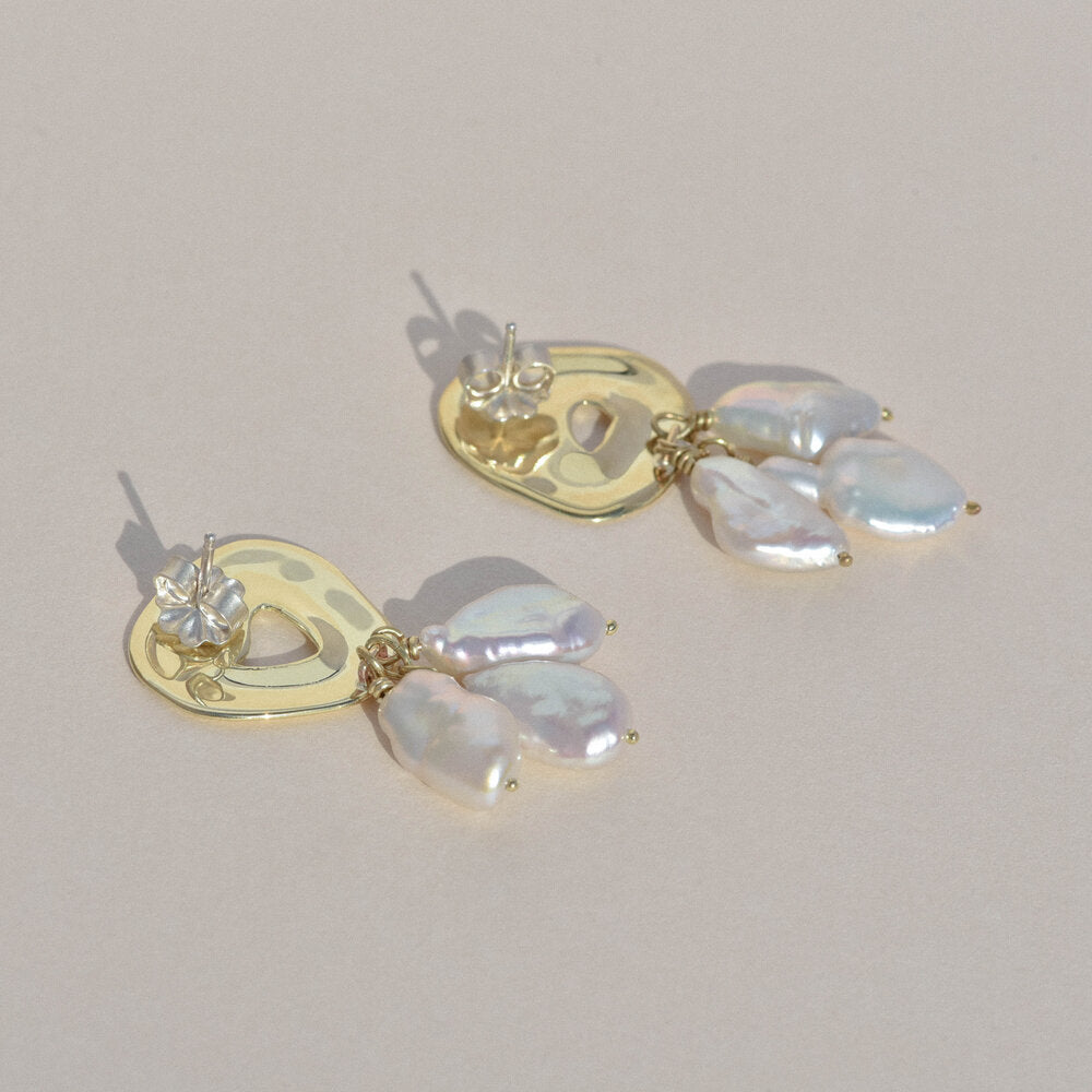 Brass Earrings w/ White Pearls Leigh Miller