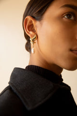 Leigh Miller Earrings brass Dollop Studs with Pearl