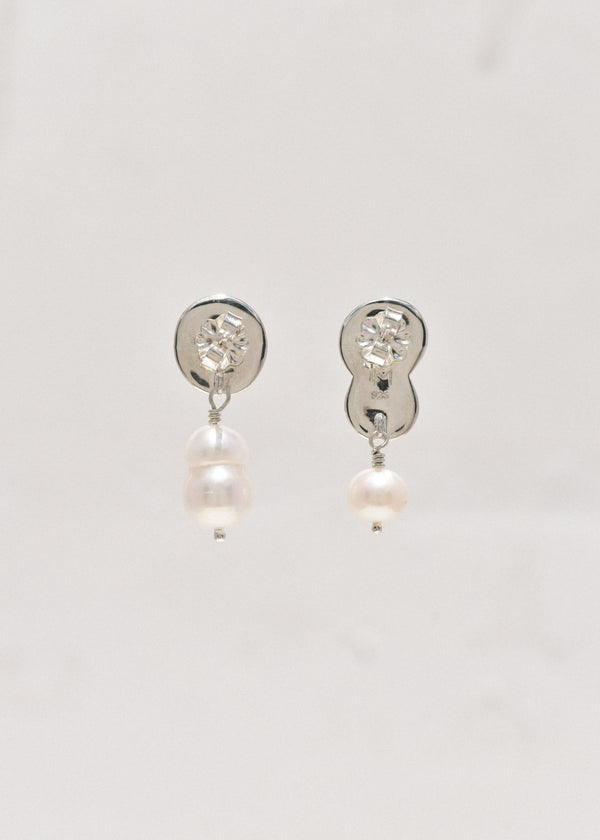 Sterling Silver Dew Drop Earrings with White Pearls