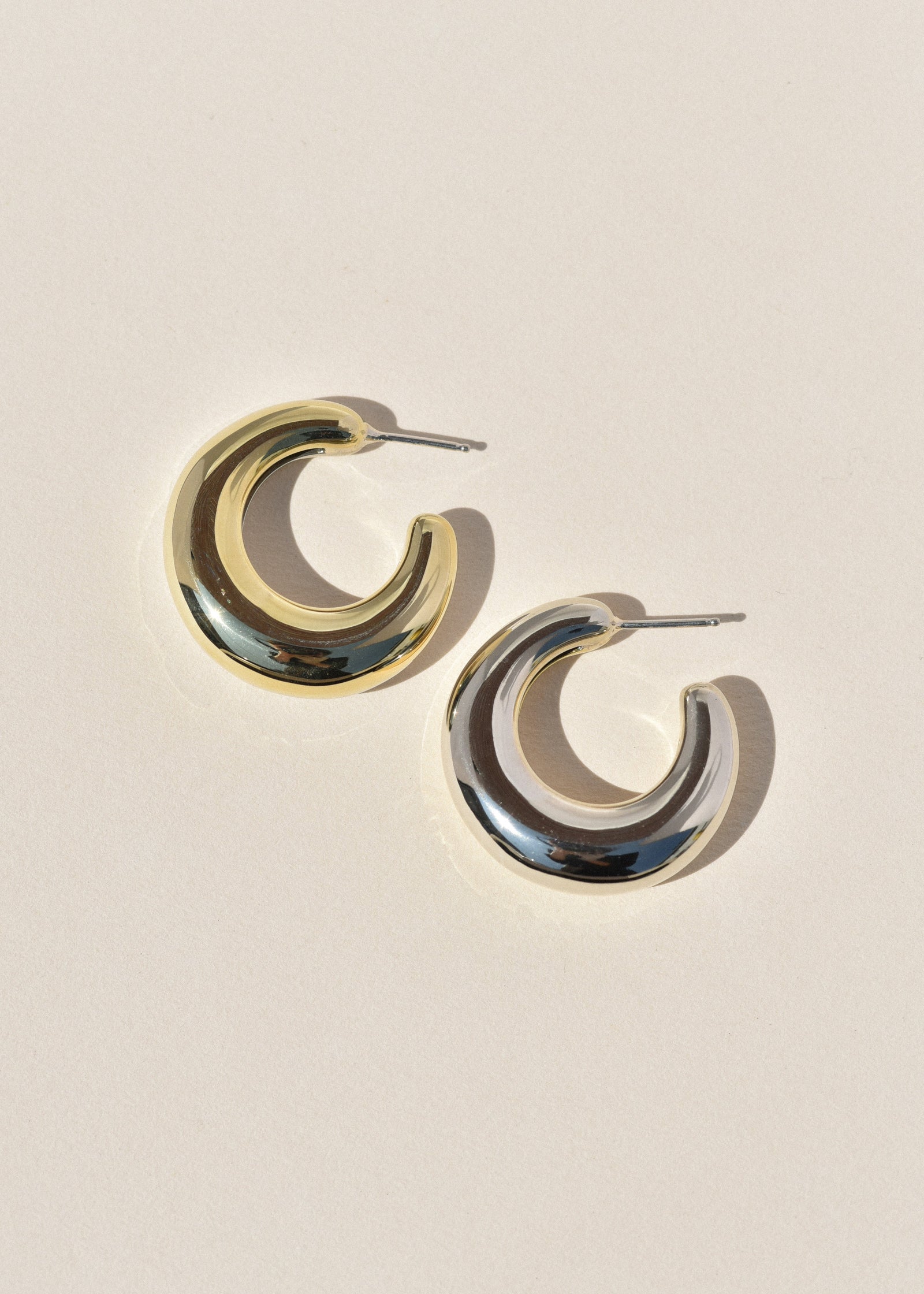 Numbering ♥ #3106 Basic Two Tone Hoop Earrings Time and Tru Gold and Silver Two-Tone Textured Hoop Earrings