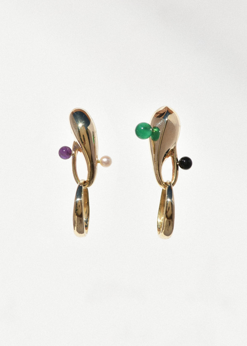 Brass Loop Hoops with Stones
