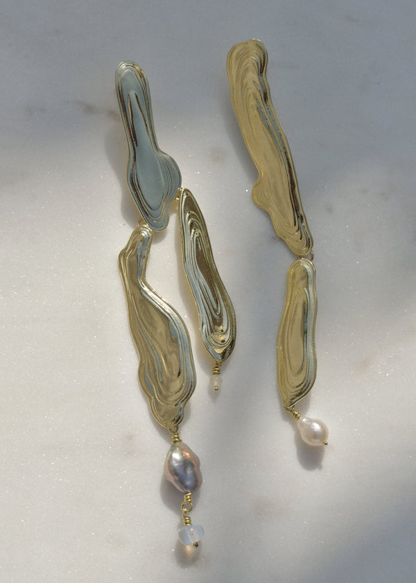 Brass Current Earrings