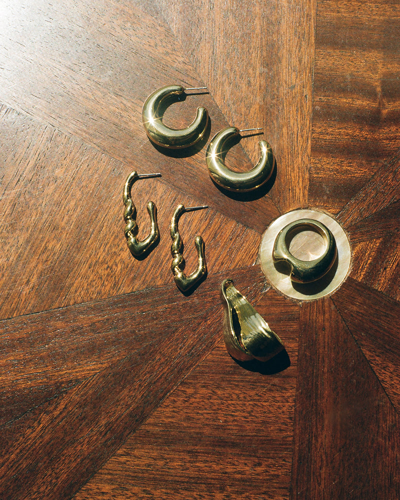 Brass Small Corkscrew Earrings