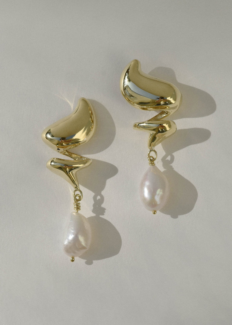 Leigh Miller Earrings brass Dollop Studs with Pearl