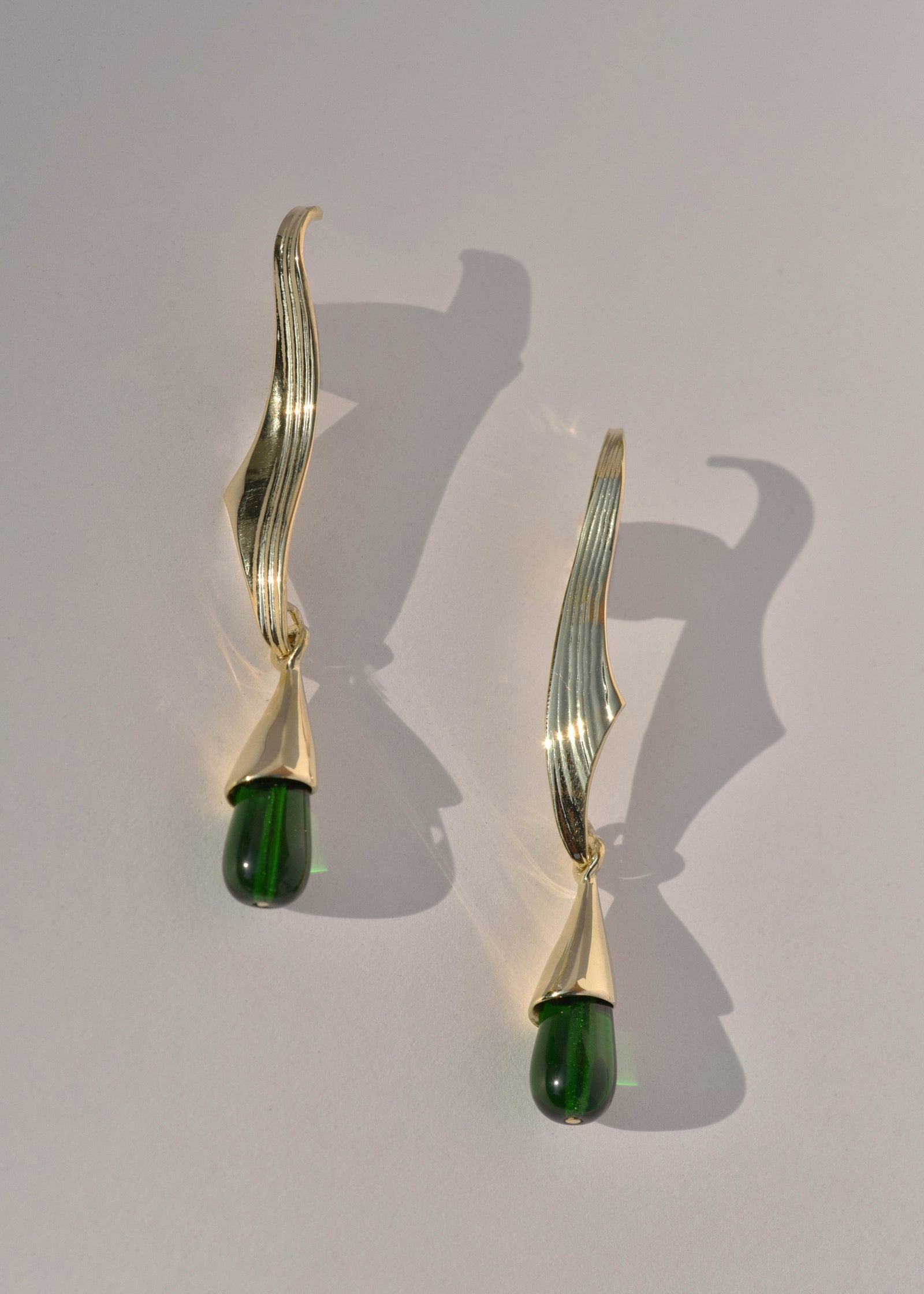 Vintage Gold Tone Earrings, handmade cheapest Green & Grey Earrings, gift for her