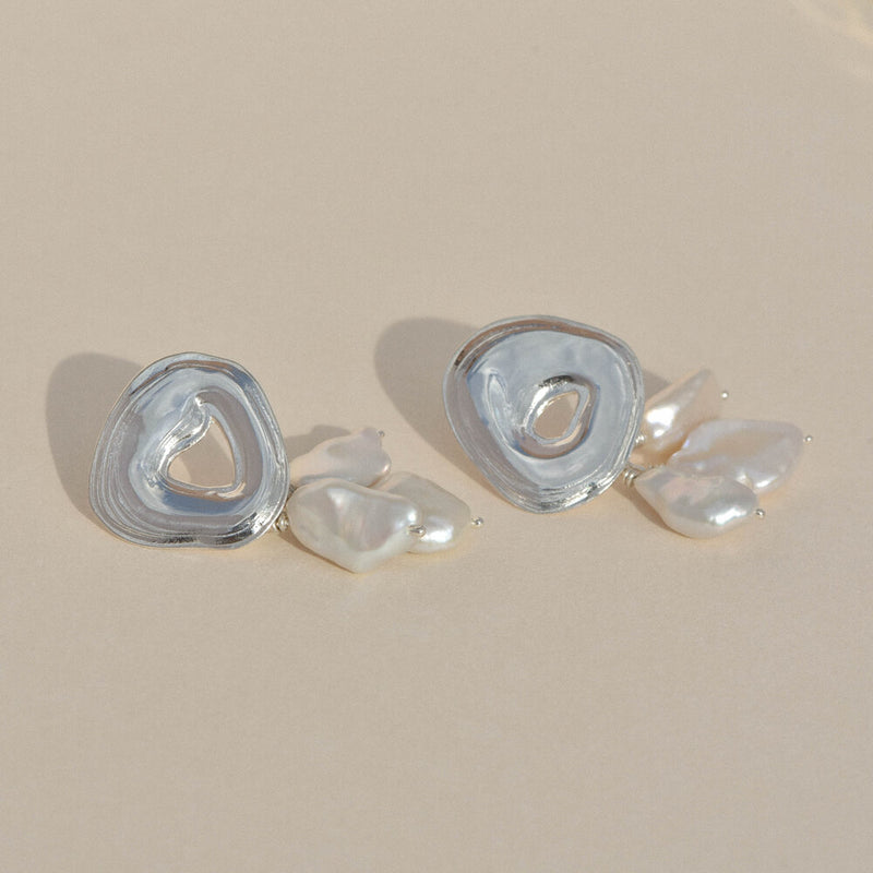 Sterling Silver Castanet Earrings