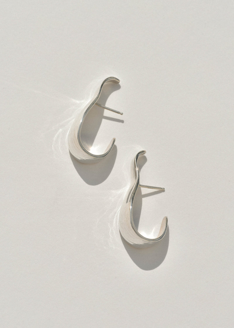 Leigh Miller Earrings Sterling Silver Husk Hoops